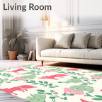 Whimsical Fox Floral Pattern Rug