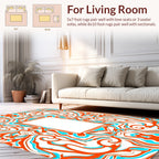 Abstract Swirls Orange Aqua Border Design Rug