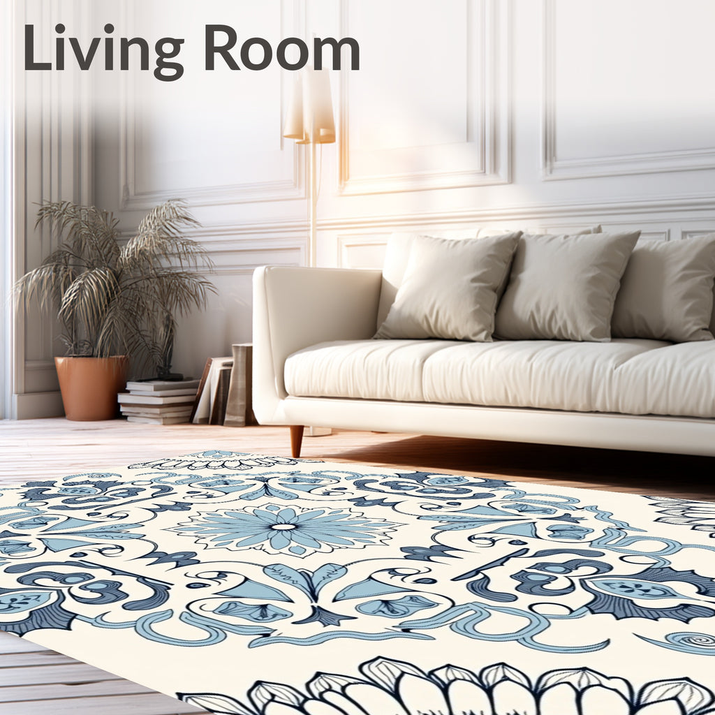 Ornate Floral Scrollwork Pattern Rug