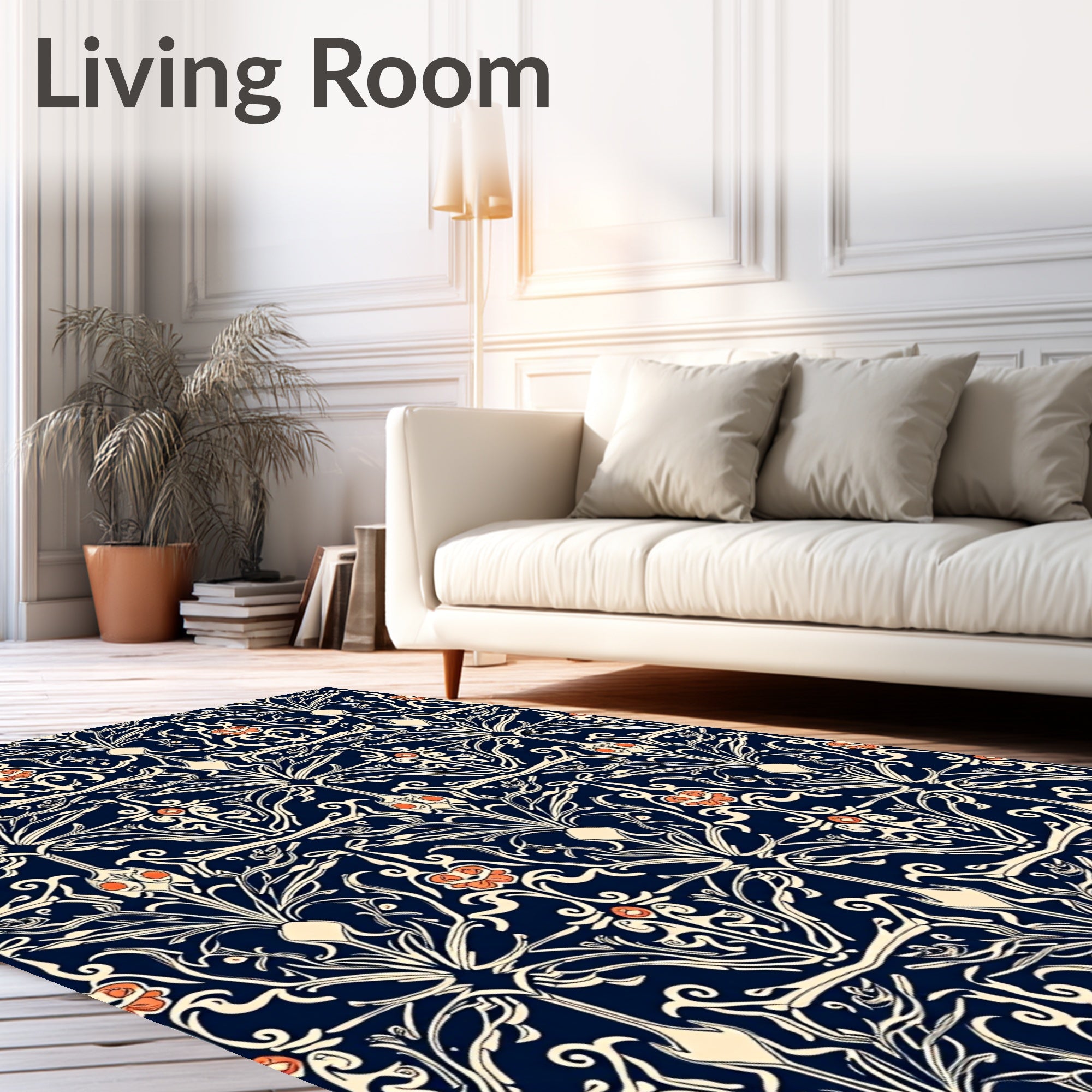 Art Nouveau Floral Dark Indigo Rug