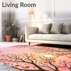 Orange Fruit Tree Silhouette Sunset Rug