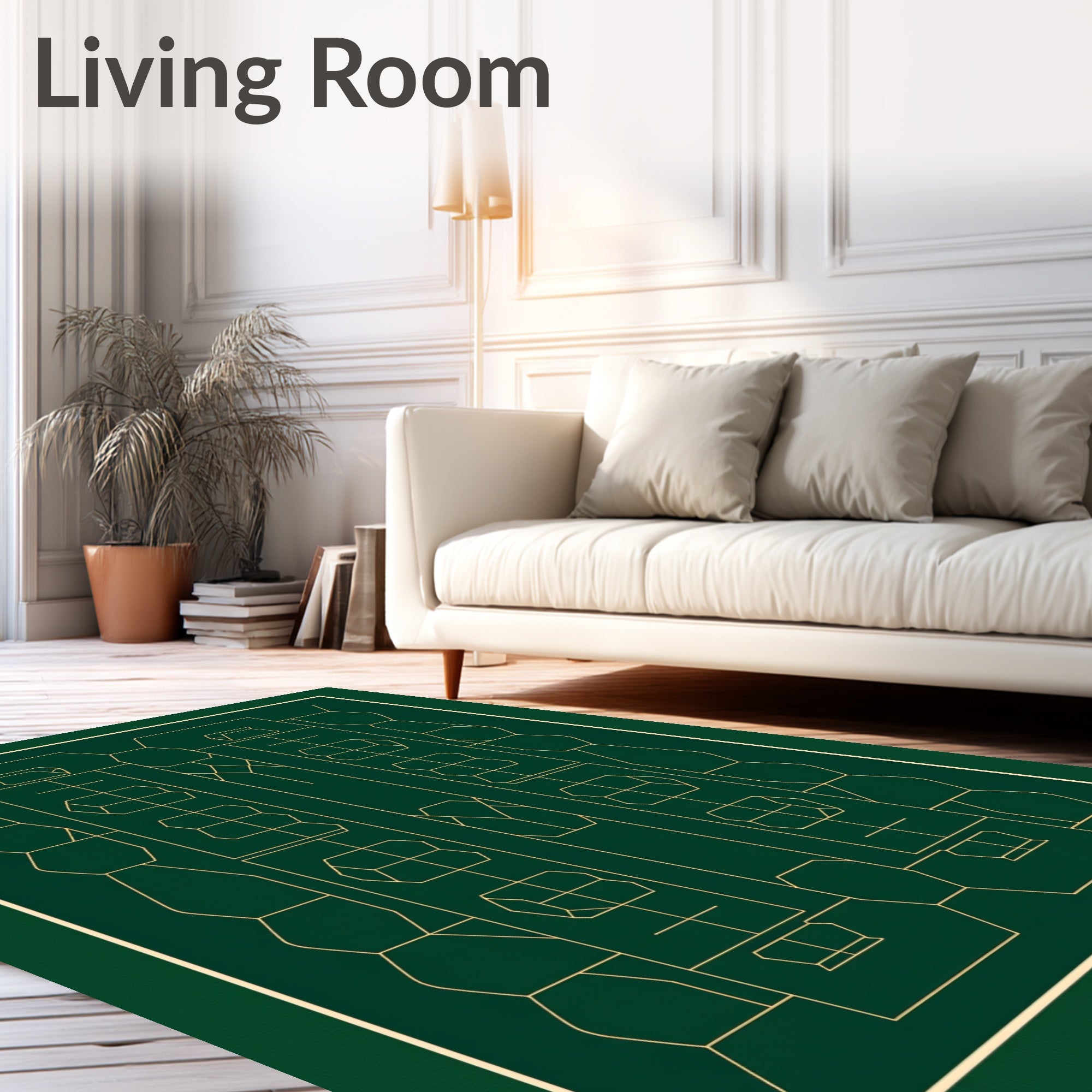 Art Deco Golden Geometric Pattern Rug