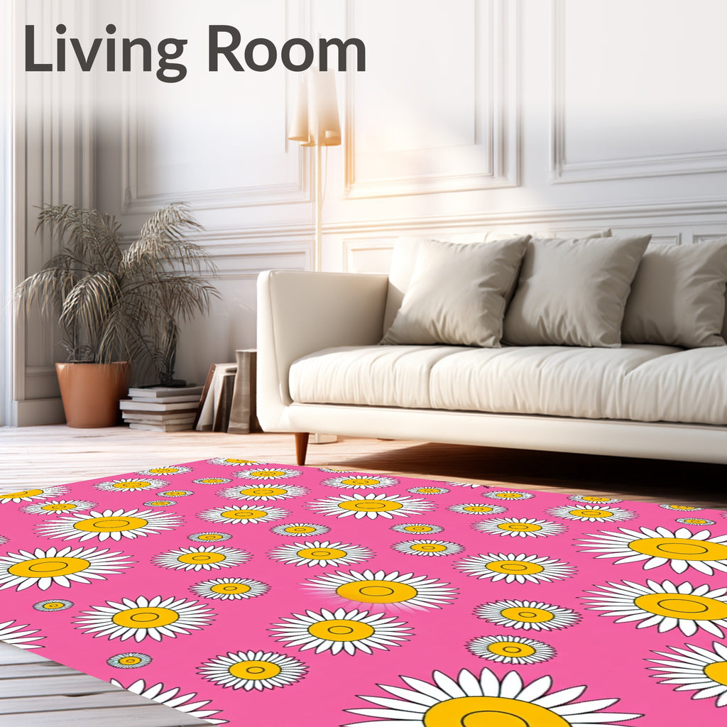 Pink Daisy Pattern Rug