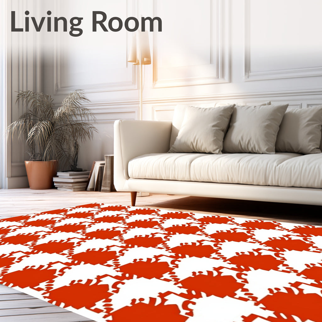 Classic Houndstooth Red Patterned Rug