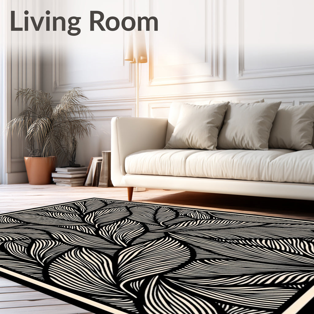 Abstract Wavy Leaf Pattern Design Rug