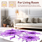 Purple Floral Pattern With Dots Rug