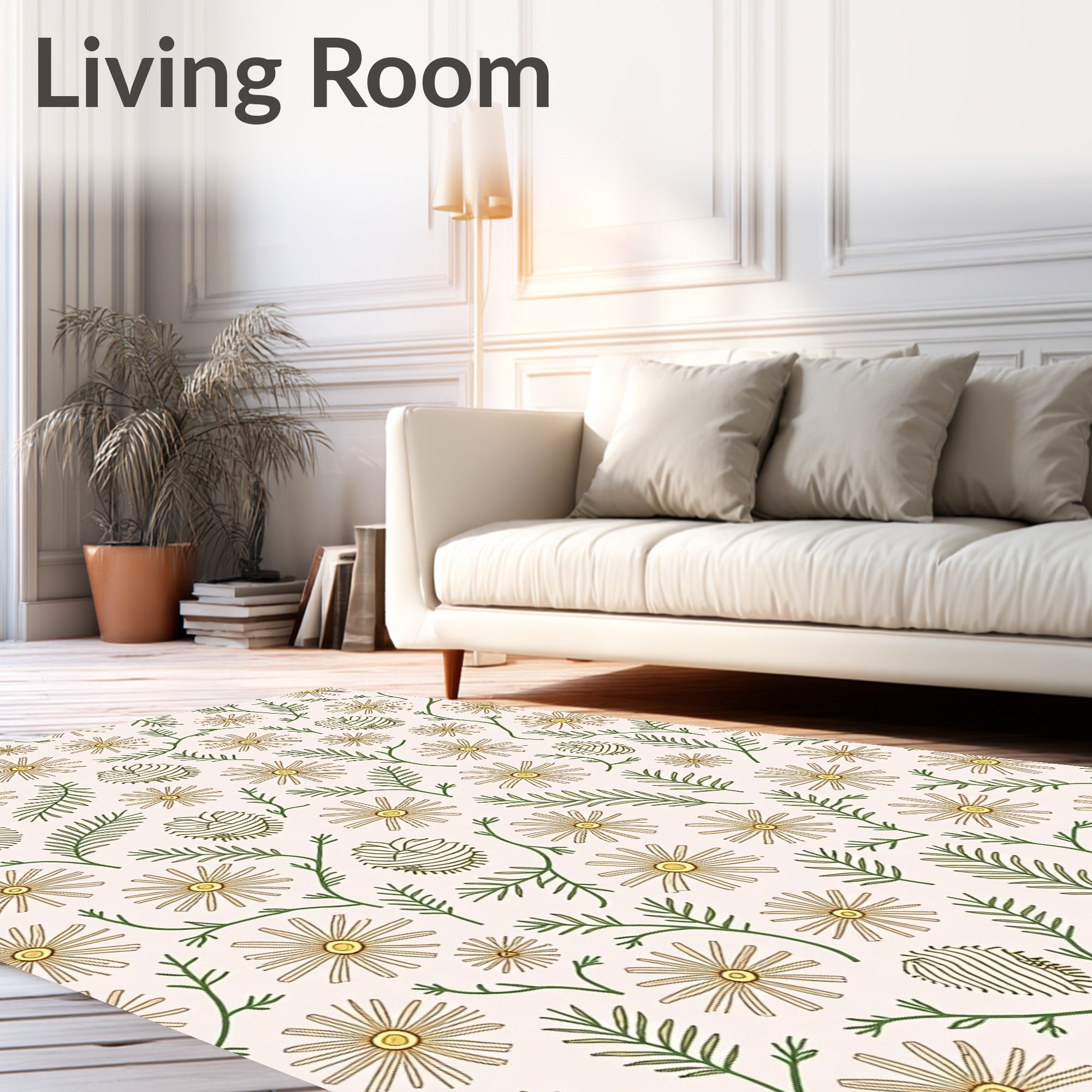 Daisy And Fern Pattern Rug