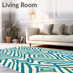 Teal Abstract Geometric Pattern Rug