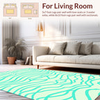 Mint Green Wavy Line Pattern Rug