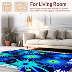Abstract Starburst Deep Blue Pattern Rug