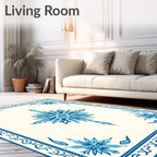 Vibrant Cobalt Blue Floral Starburst Rug