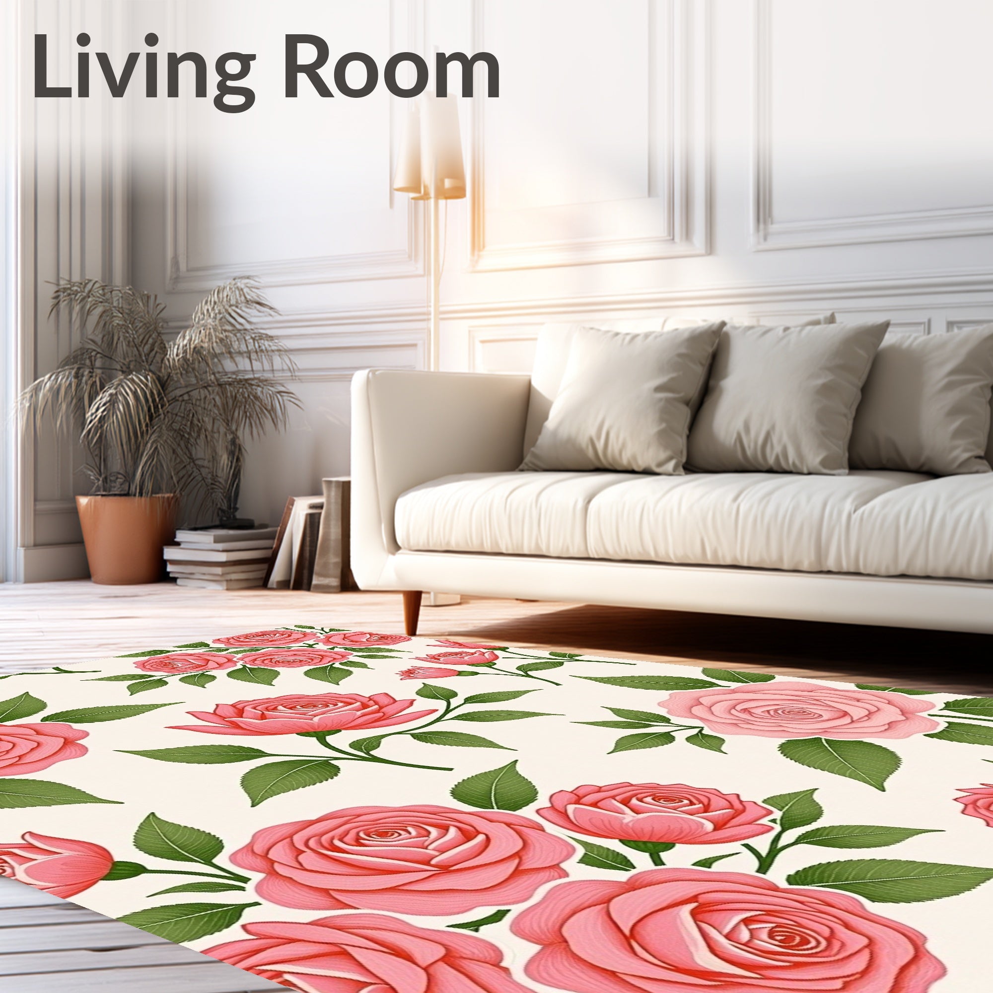Pink Rose Garden Pattern Rug