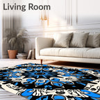 Intricate Blue Starburst Mandala Design Rug