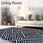 Chic Black White Interlocking Geometric Rug