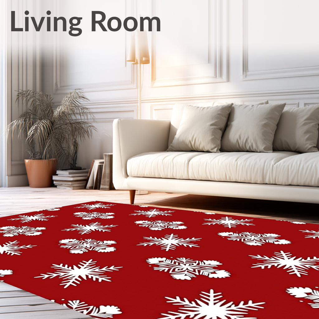 Red Snowflake Pattern Design Rug
