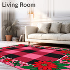 Red Buffalo Plaid Floral Border Rug