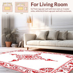 Traditional Red Floral Medallion Frame Rug