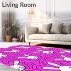 Playful Bunny Faces Pink Pattern Rug