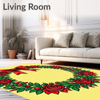 Floral Wreath With Red Bow Rug