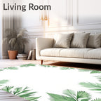 Verdant Green Leaf Pattern Border Rug