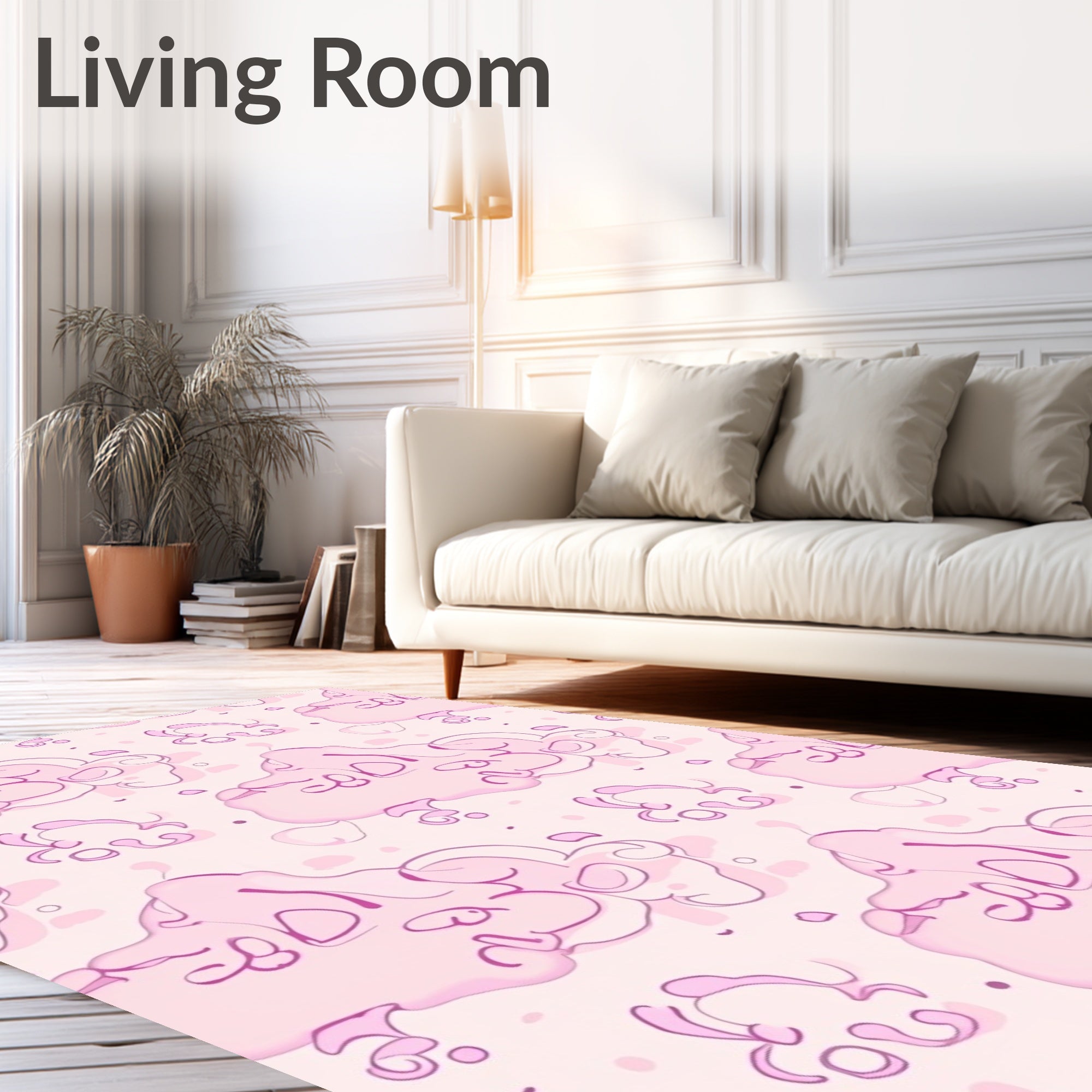Whimsical Pink Cloud Pattern Design Rug