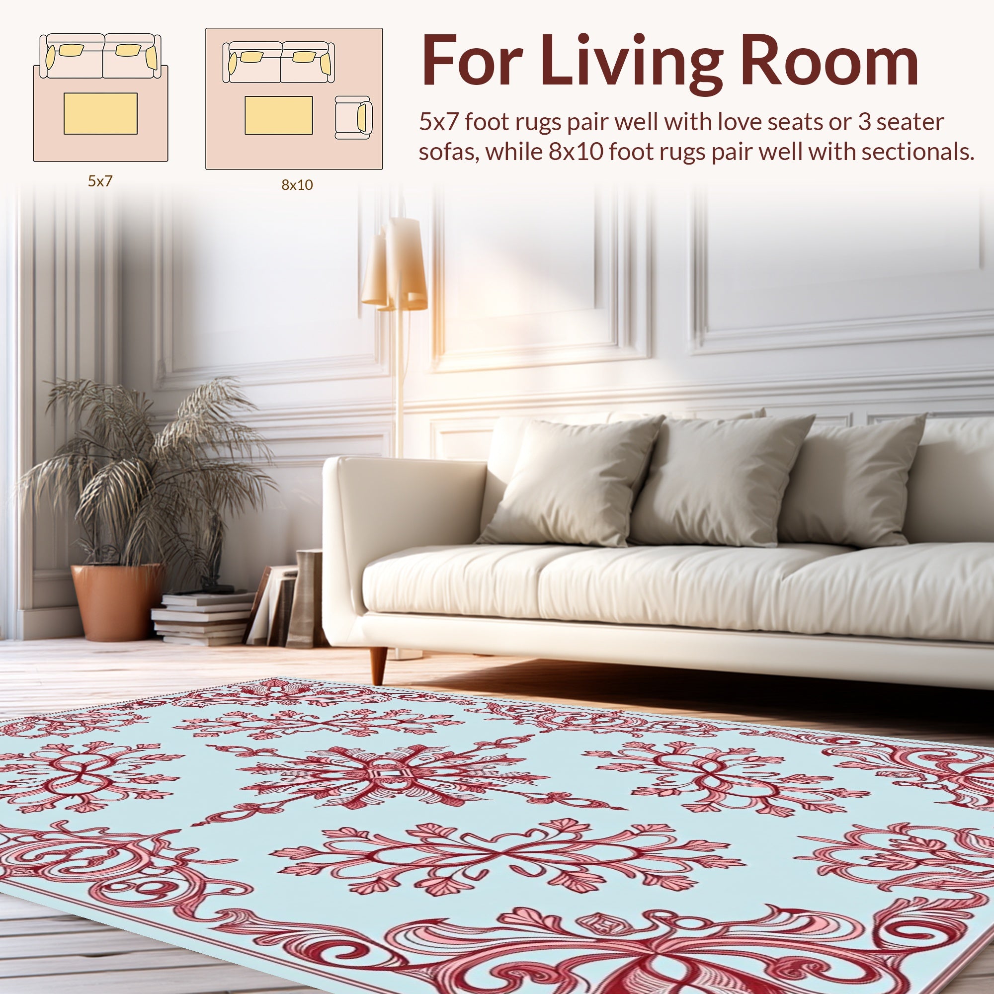 Ornate Floral Swirl Pattern Rug