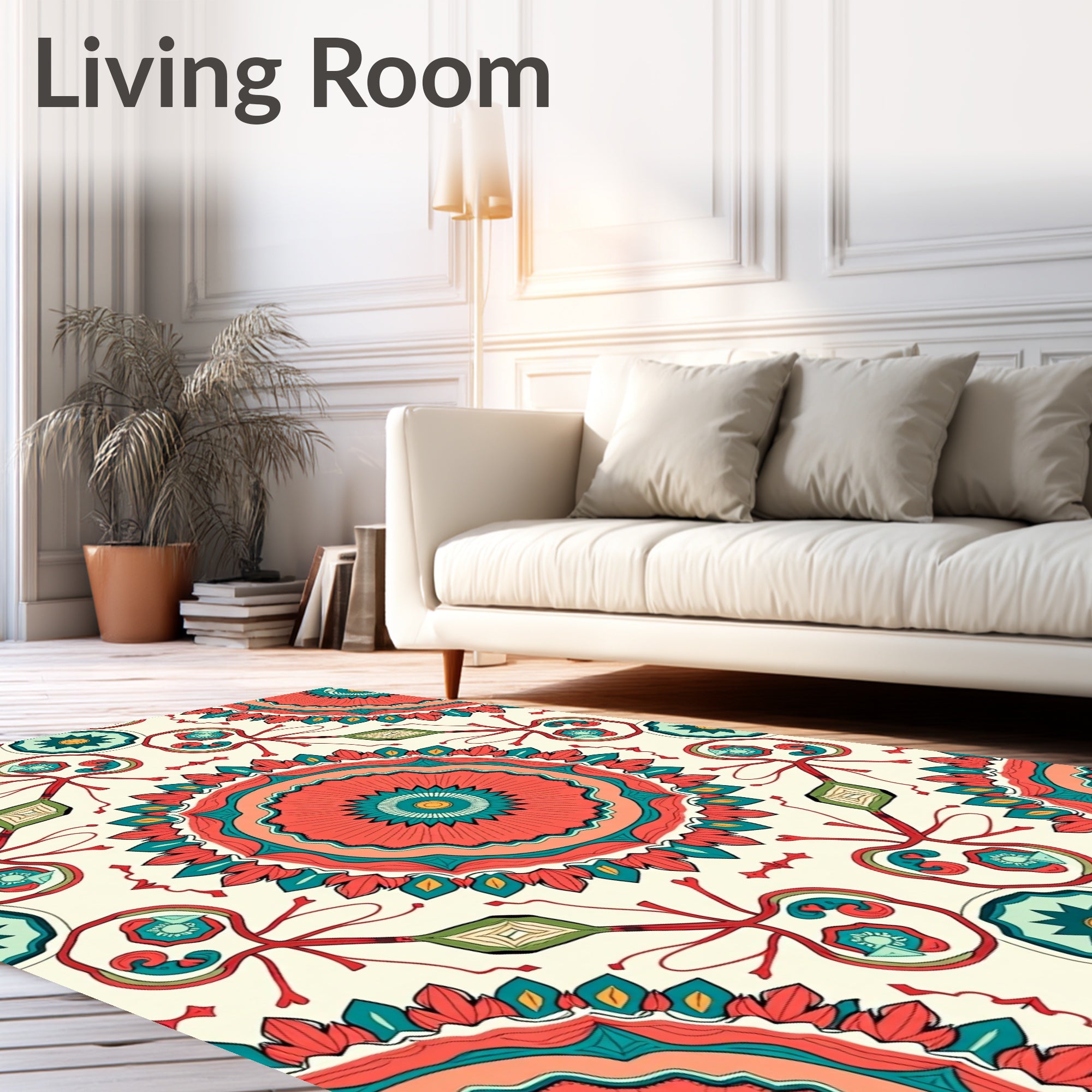 Mandala Inspired Exotic Floral Pattern Rug