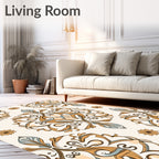 Vintage Floral Scrollwork Cream Rug