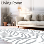 Soft Gray Wavy Abstract Pattern Rug