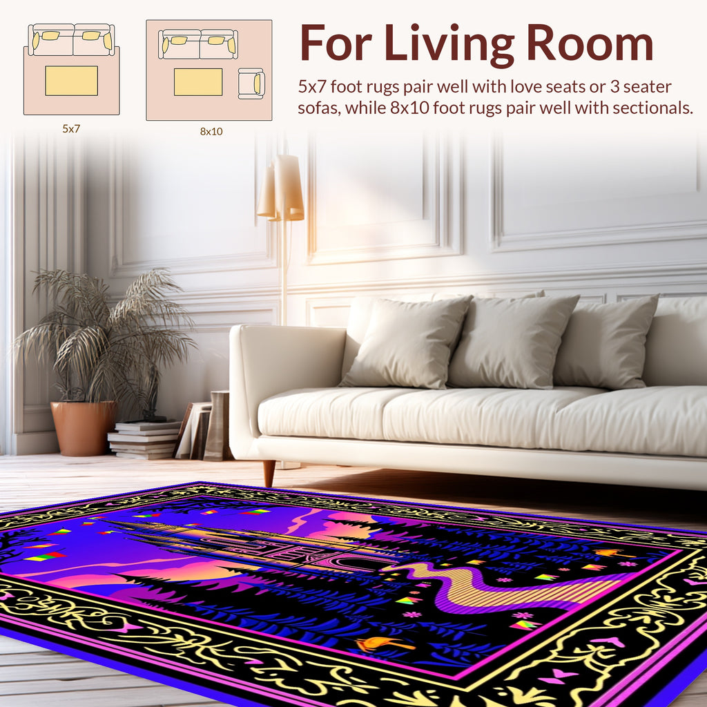 Mystical Castle Vibrant Pattern Rug