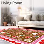 Whimsical Gingerbread Houses and Sweets Design Rug