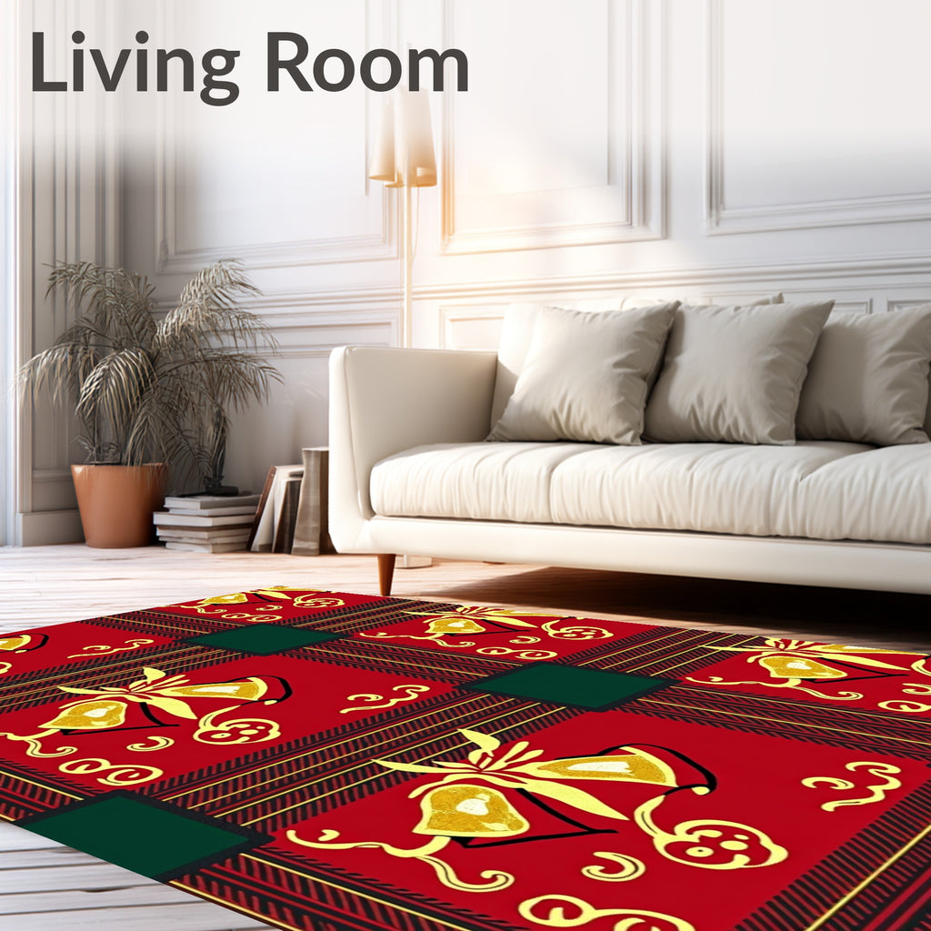 Holiday Bell Patterned Plaid Rug