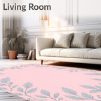 Soft Pink Botanical Branch Border Rug