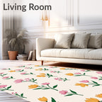 Sweet Floral Pattern with Pink and Yellow Blooms Rug