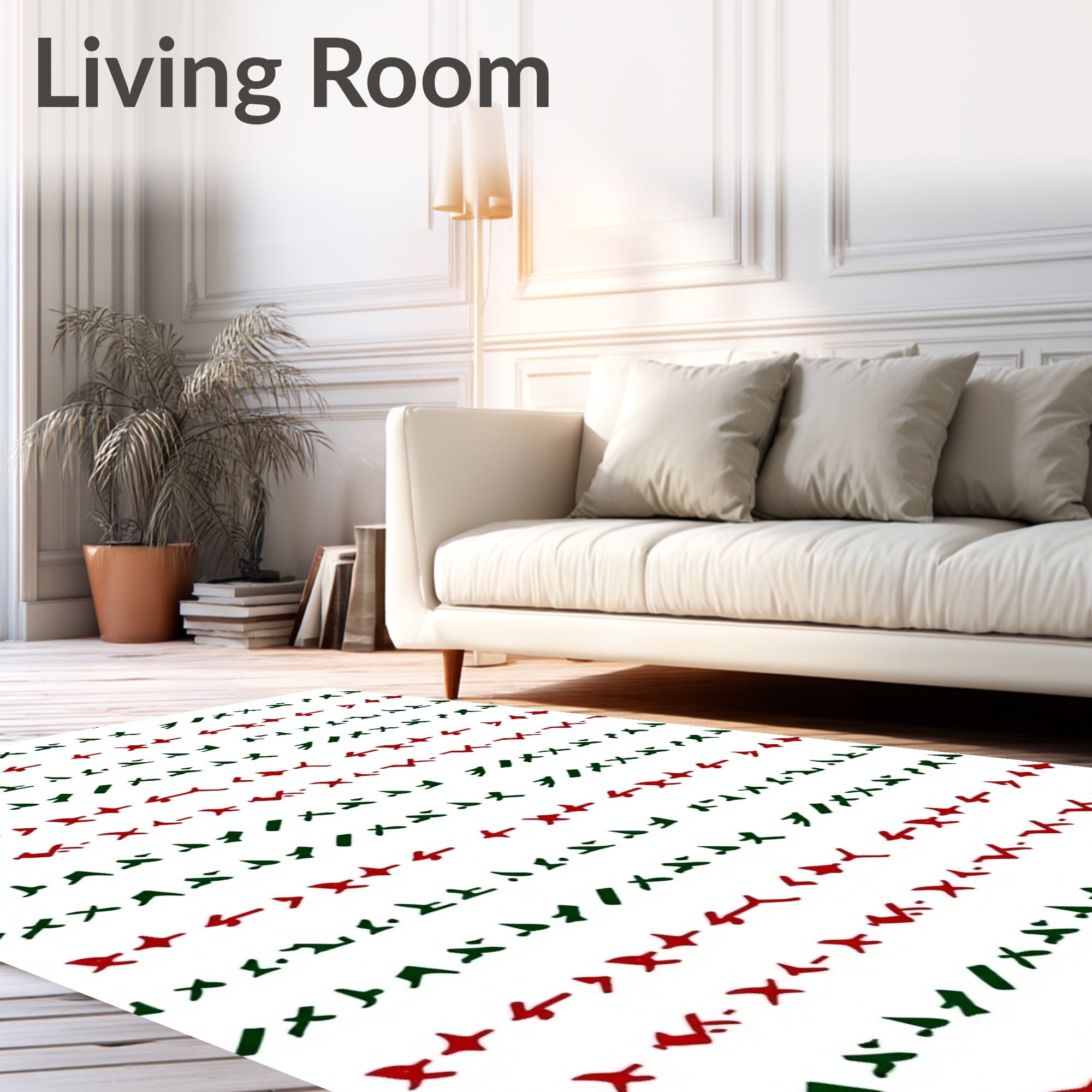 Abstract Red Green Symbol Pattern Rug