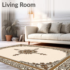 Ornate Scrollwork Sunburst Pattern Rug