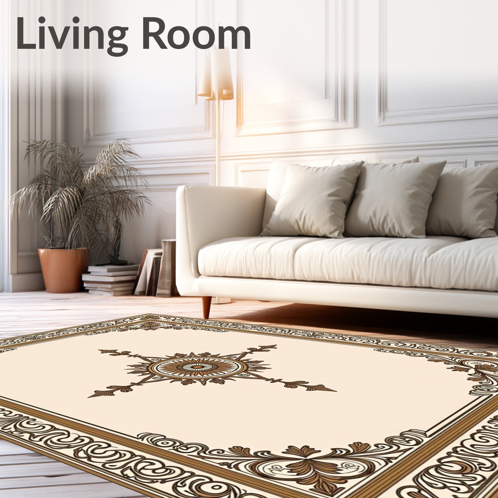 Ornate Scrollwork Sunburst Pattern Rug