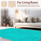Teal Wavy Contour Line Art Rug