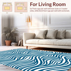 Blue Wavy Stripe Abstract Design Rug