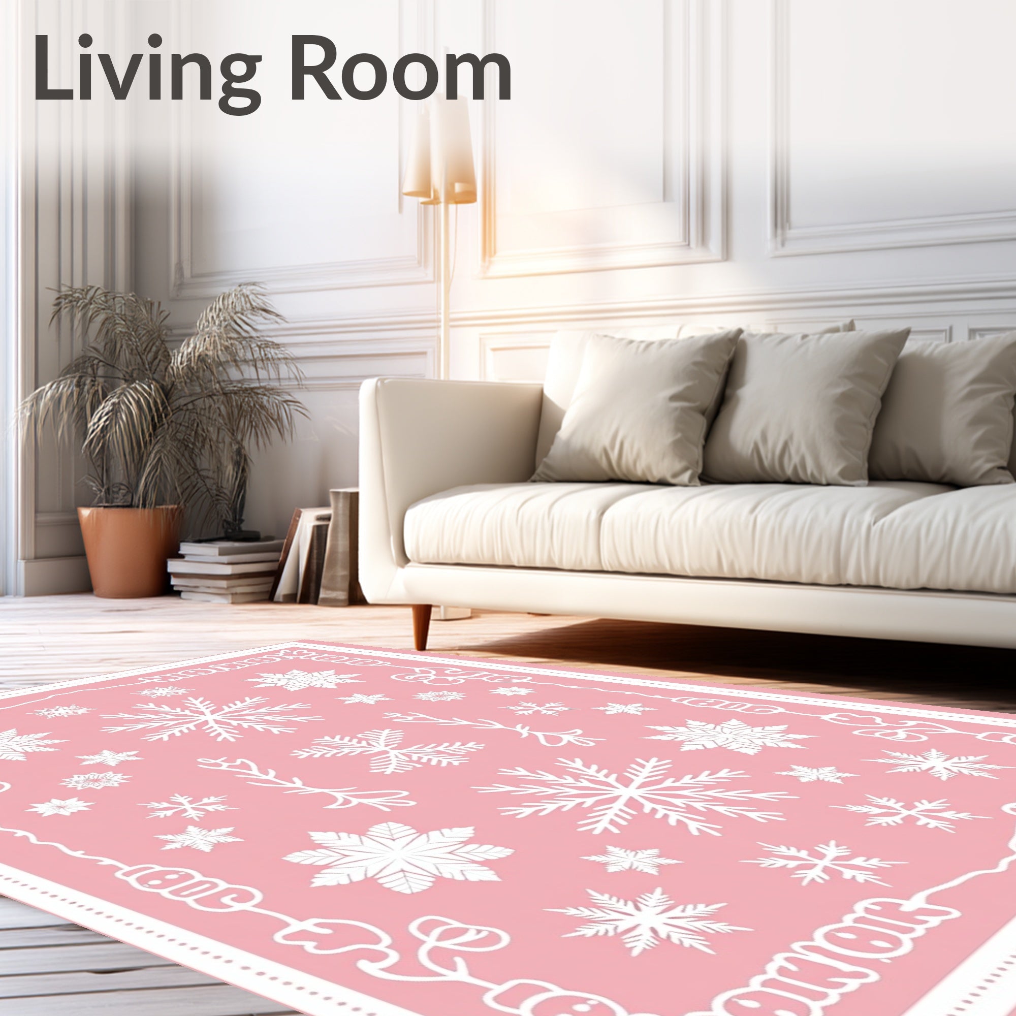 Pink Snowflake Scatter Winter Wonderland Rug