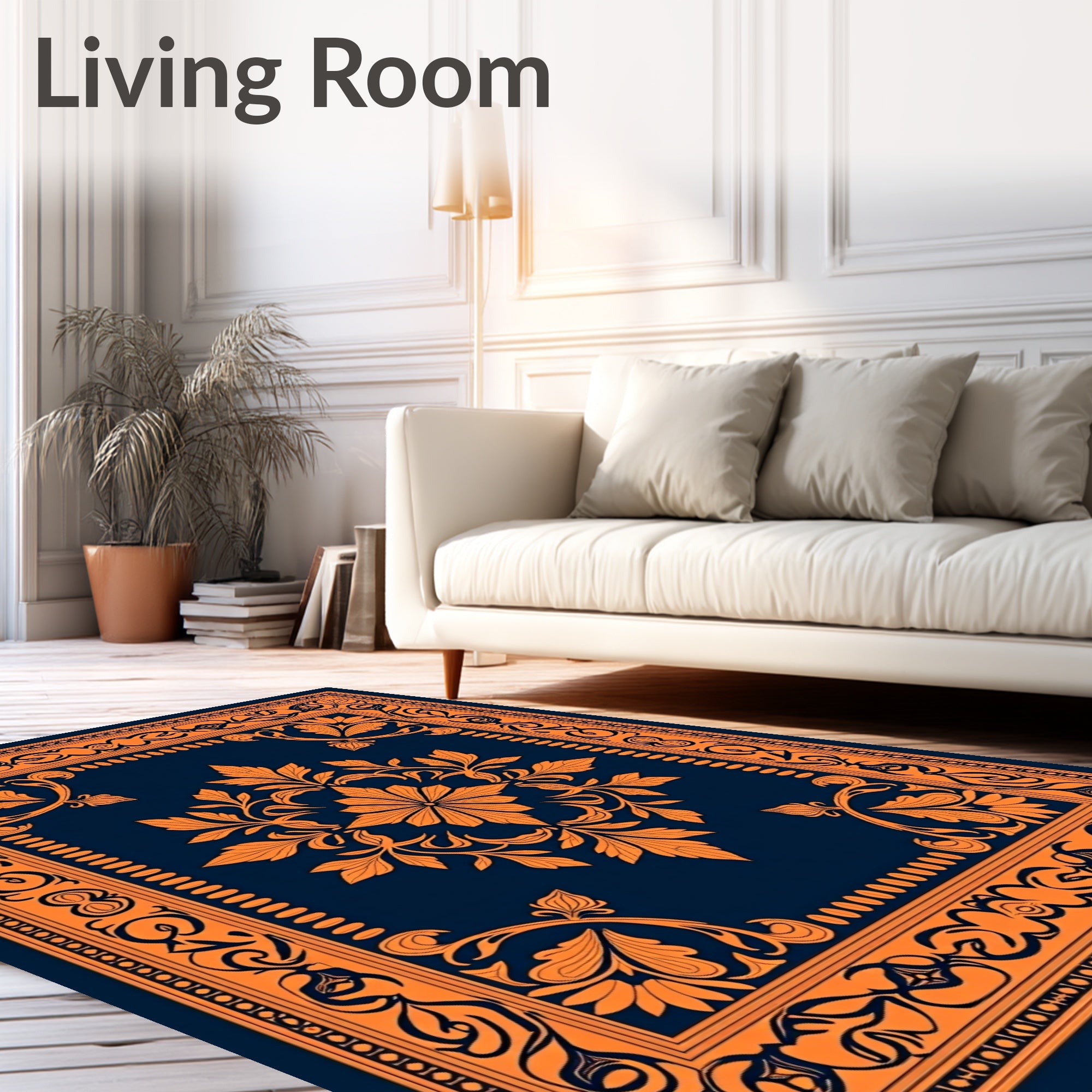Ornate Floral Frame Art Rug