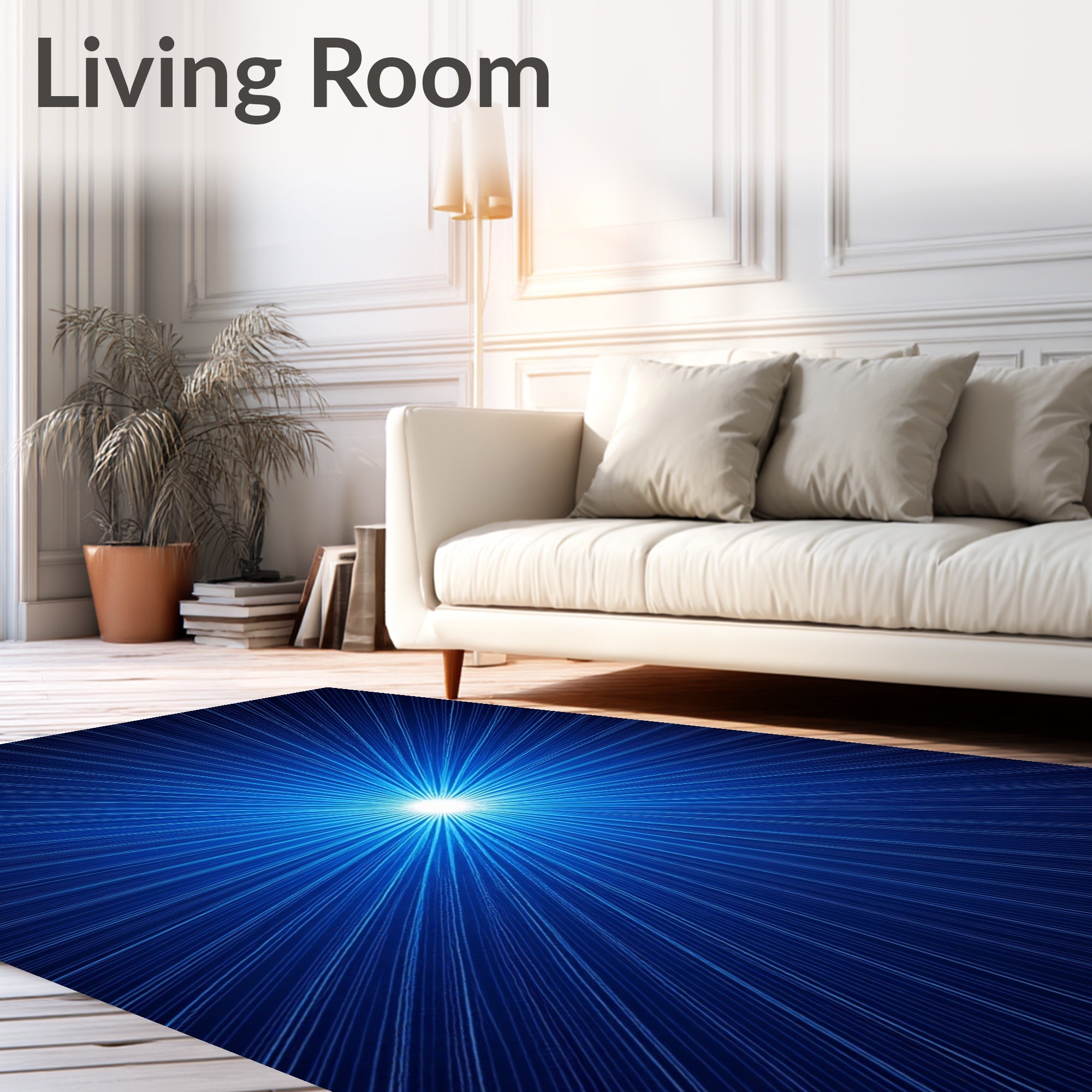 Radiant Starburst Blue Pattern Rug