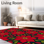 Bold Red Floral Art Nouveau Rug