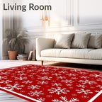 Crimson White Snowflake All Over Rug