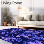 Abstract Swirl Pattern Violet Splash Rug