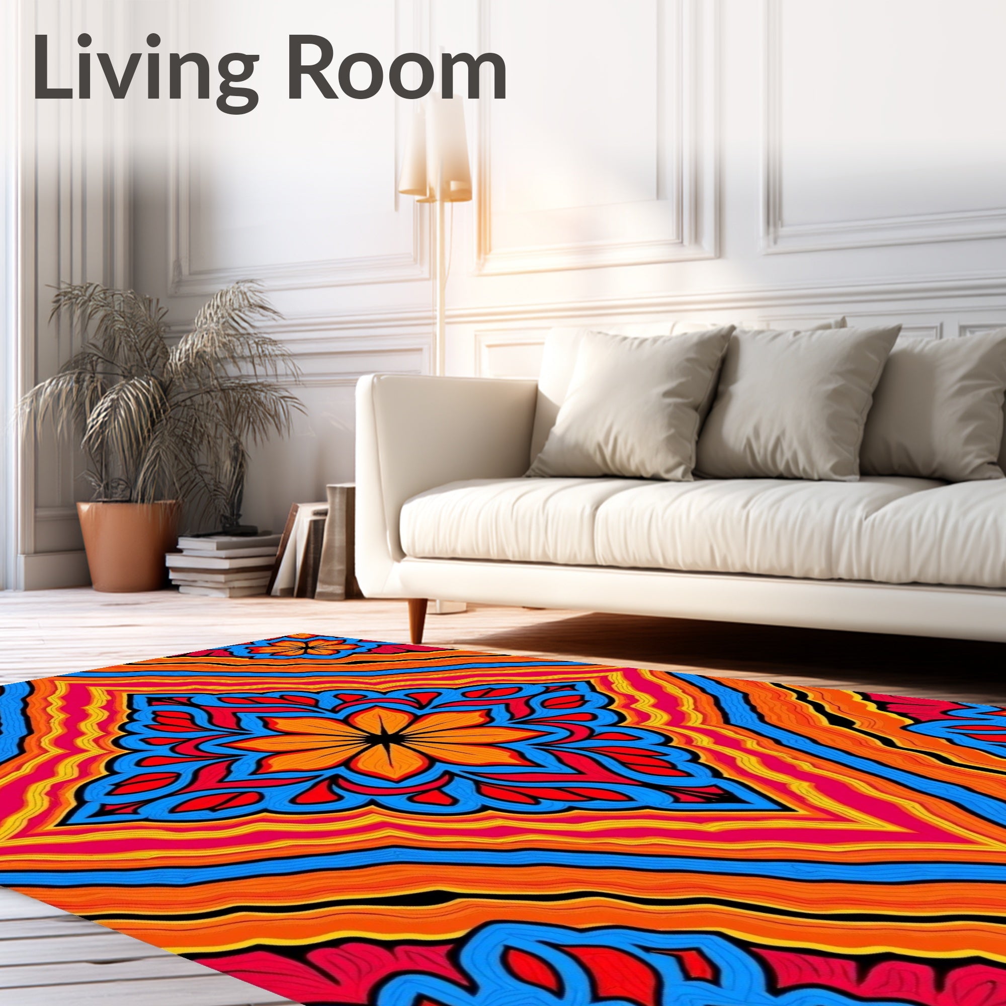 Vibrant Floral Mandala Pattern Rug