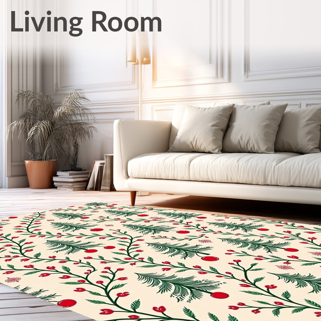 Christmas Tree Berry Vine Pattern Rug