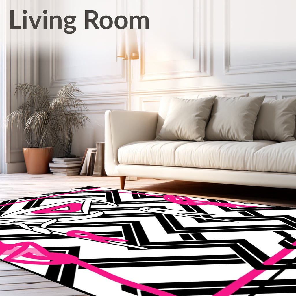 Abstract Pink Geometric Pattern Rug