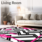 Abstract Pink Geometric Pattern Rug