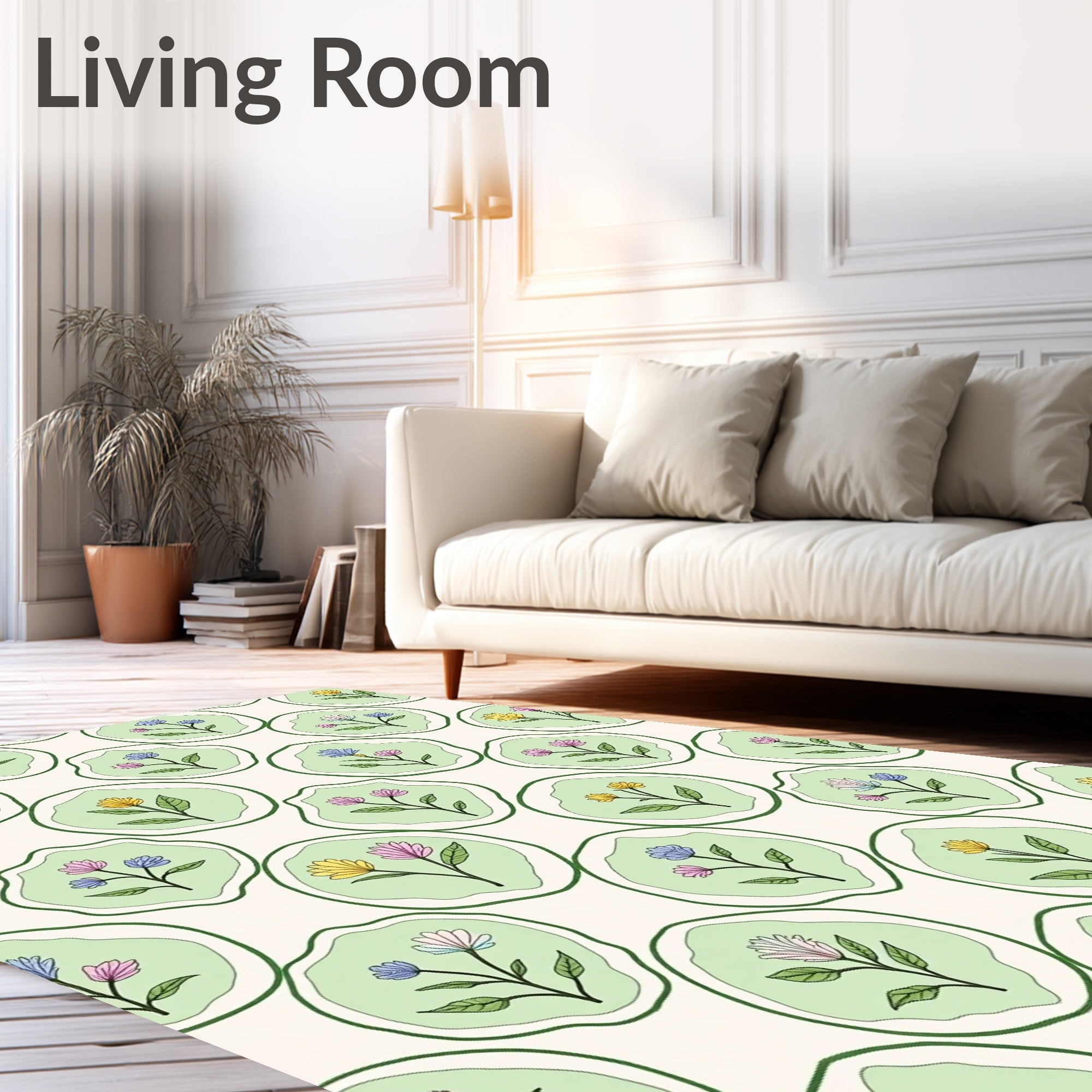 Pastel Floral Bloom Pattern Design Rug